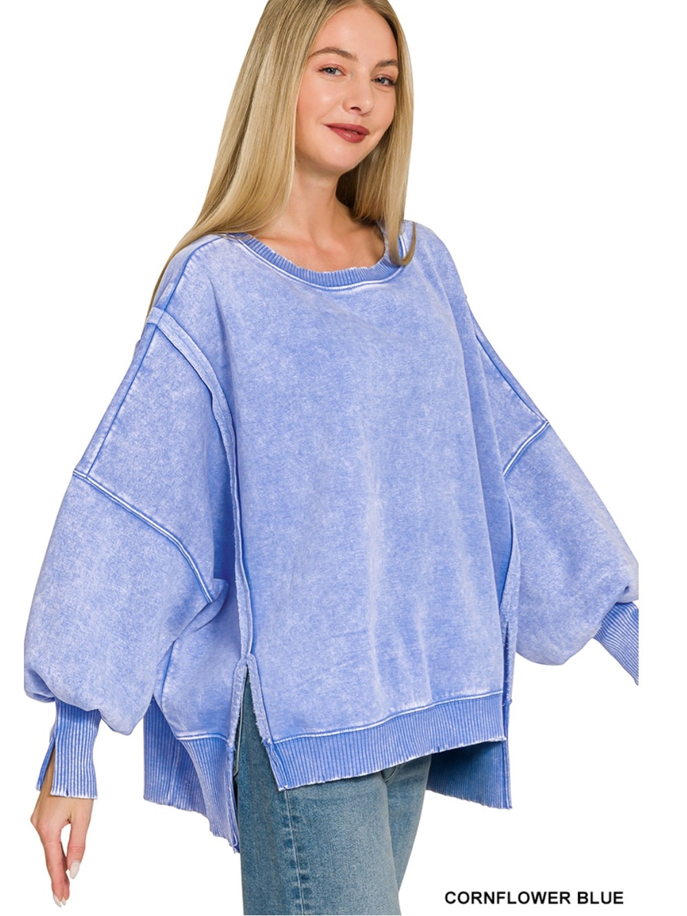ZF59–🤎🩷🧡 (17 COLORS) ZENANA “CAMDENS” OVERSIZED CREWNECK - Picture 11 of 16